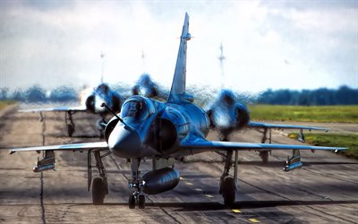 Dassault Mirage 2000, fighter aircraft, military airfield, fighter unit, takeoff