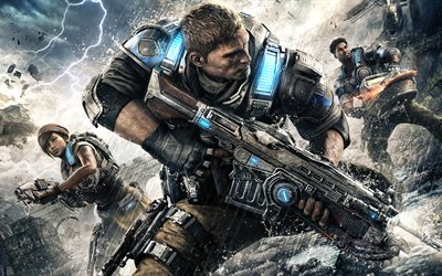 Gears of War 4, The Coalition, 2016, characters, man with gun