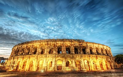 Colisée, Rome, Italie, les lumières de la nuit du Colisée, de la ville antique, italie monuments