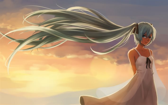 Vocaloid, wind, Hatsune Miku, art, manga