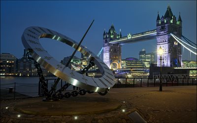 Kule Köprüsü, Gece, Londra, İngiltere, Thames