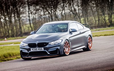 BMW M4, 2016, GTS, F82, tuning bmw, coches deportivos, gris BMW, ruedas de naranja, de bajo perfil de los neumáticos, el BMW