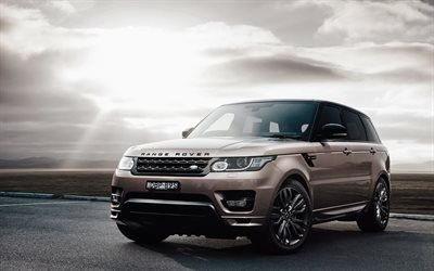 Land Rover, Range Rover Sport, 2016, kahverengi Range Rover, siyah tavan, Range Rover tuning