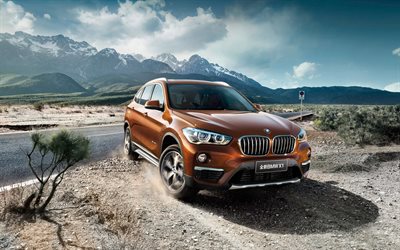 el movimiento de 2016, BMW X1, Larga distancia entre Ejes, el desierto, crossovers, naranja bmw