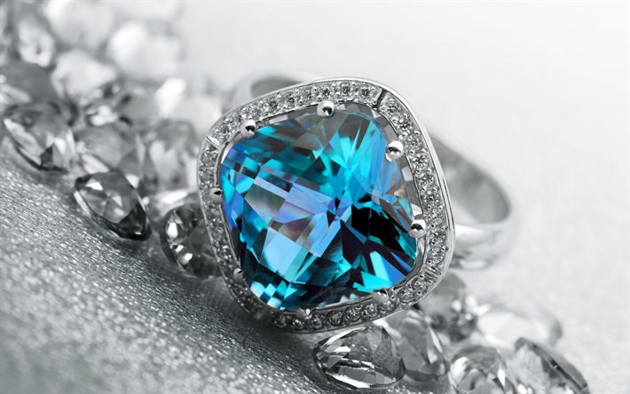 smycken, blå diamant, ädelstenar, diamant