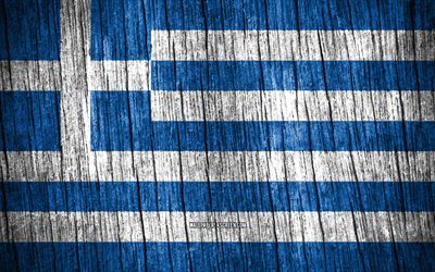 4k, 그리스의 국기, 그리스의 날, 유럽, 나무 질감 깃발, 그리스 국기, 그리스 국가 상징, 유럽 국가, 그리스