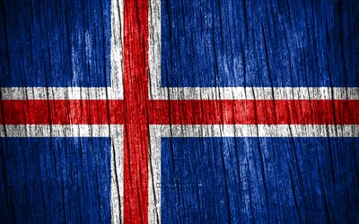 4k, 아이슬란드의 국기, 아이슬란드의 날, 유럽, 나무 질감 깃발, 아이슬란드 국기, 아이슬란드 국가 상징, 유럽 국가, 아이슬란드