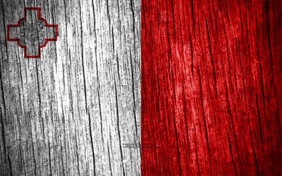 4K, Flag of Malta, Day of Malta, Europe, wooden texture flags, Maltese flag, Maltese national symbols, European countries, Malta flag, Malta