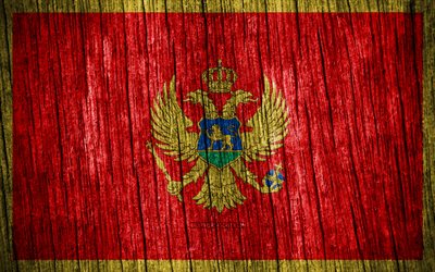 4K, Flag of Montenegro, Day of Montenegro, Europe, wooden texture flags, Montenegrin flag, Montenegrin national symbols, European countries, Montenegro flag, Montenegro