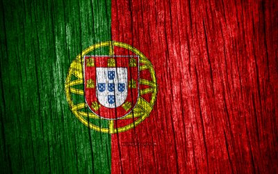 4K, Flag of Portugal, Day of Portugal, Europe, wooden texture flags, Portugalese flag, Portugalese national symbols, European countries, Portugal flag, Portugal