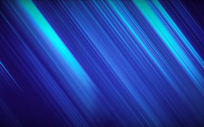 青い光の線の背景, 4k, ネオンブルーライト, 青い線の背景, 青い線の抽象化, クリエイティブな青い背景, 線の背景