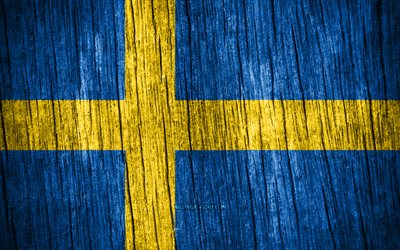 4K, Flag of Sweden, Day of Sweden, Europe, wooden texture flags, Swedish flag, Swedish national symbols, European countries, Sweden flag, Sweden