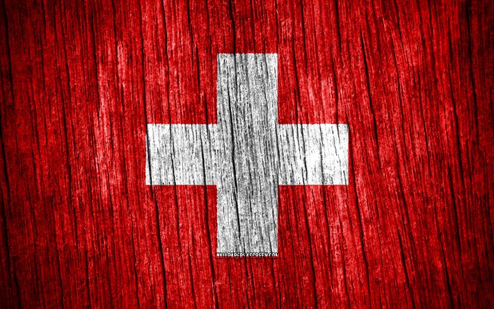 4k, 스위스의 국기, 스위스의 날, 유럽, 나무 질감 깃발, 스위스 국기, 스위스 국가 상징, 유럽 국가, 스위스
