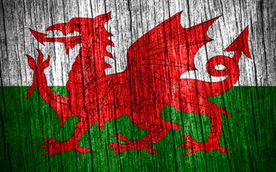 4K, Flag of Wales, Day of Wales, Europe, wooden texture flags, Welsh flag, Welsh national symbols, European countries, Wales flag, Wales