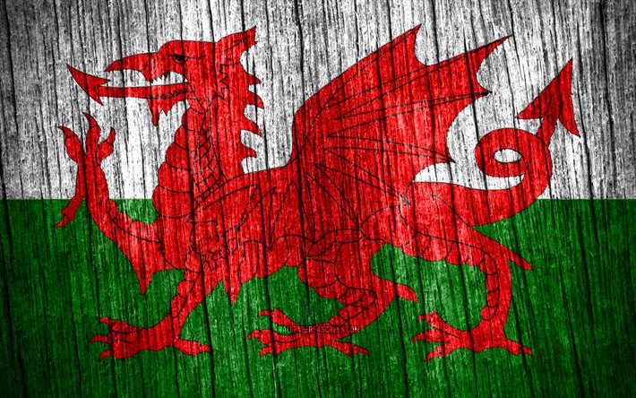 4k, ウェールズの旗, ウェールズの日, ヨーロッパ, 木製のテクスチャフラグ, ウェールズの国家シンボル, ヨーロッパ諸国, ウェールズ