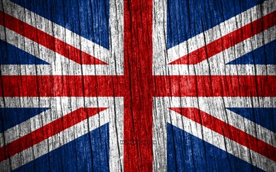 4K, Flag of United Kingdom, Day of United Kingdom, Europe, wooden texture flags, British flag, United Kingdom national symbols, UK flag, European countries, United Kingdom flag, United Kingdom, Union Jack
