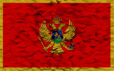 4k, モンテネグロの旗, 3d六角形の背景, モンテネグロ3dフラグ, 3d六角形テクスチャ, モンテネグロの国家シンボル, モンテネグロ, 3d背景, 3dモンテネグロの旗