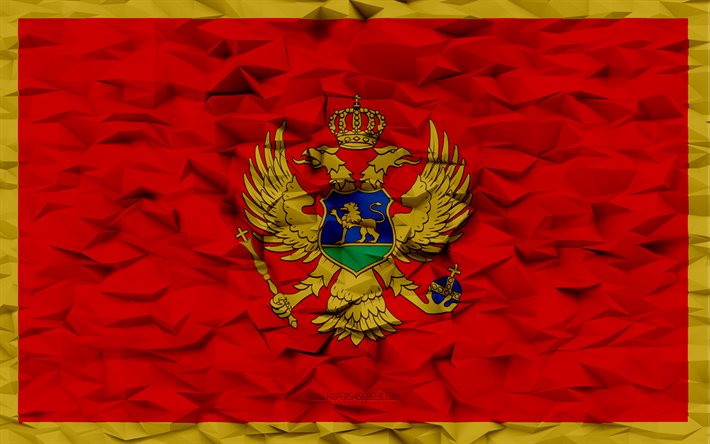 4k, bandera de montenegro, fondo hexagonal 3d, bandera 3d de montenegro, textura hexagonal 3d, símbolos nacionales de montenegro, fondo 3d, bandera de montenegro 3d