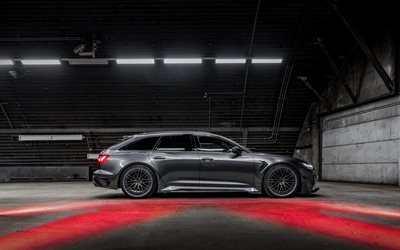 2022, Audi RS6 Avant, side view, exterior, RS6-R V8 Twin-Turbo, RS6 Avant tuning, gray RS6 Avant, German cars, Audi