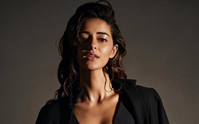 ananya panday, 4k, actrice indienne, portrait, bollywood, photoshoot, robe noire, star indienne, actrice de bollywood