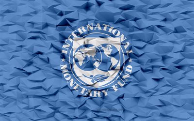 drapeau du fonds monétaire international, 4k, fond de polygone 3d, texture de polygone 3d, symboles des organisations internationales, art 3d, fonds monétaire international