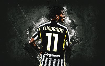Juan Cuadrado, Juventus FC, Colombian soccer player, midfielder, white stone background, Serie A, Italy, football, Juan Guillermo Cuadrado Bello