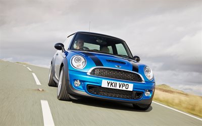 मिनी कूपर एसडी, 4k, हाइवे, 2012 कारें, r56, ब्रिटेन कल्पना, ब्लू मिनी कूपर, 2012 मिनी कूपर, ब्रिटिश कारें, छोटा