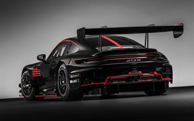 4k, Porsche 911 GT3 R, back view, racing cars, 2022 cars, supercars, 2022 Porsche 911 GT3 R, german cars, Porsche