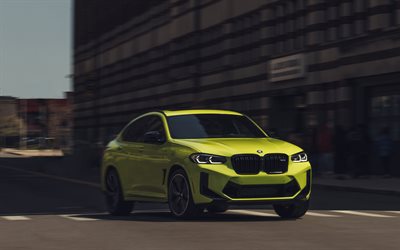 bmw x4 m competition, 4k, tuning, 2022 coches, f98, amarillo bmw x4 m, 2022 bmw x4 m, los coches alemanes, bmw