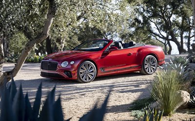 Bentley Continental GT Convertible, 4k, red cabriolet, 2022 cars, luxury cars, british cars, Bentley