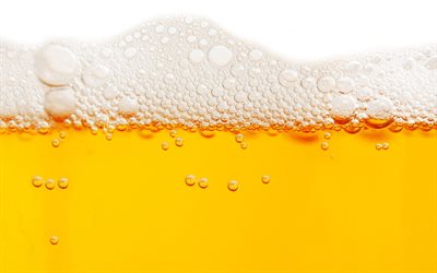 cerveza con espuma, fondo de cerveza, textura de cerveza, espuma blanca, cerveza en un vaso