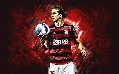 Filipe Luis, Flamengo, Brazilian football player, defender, red stone background, football, Serie A, Brazil, Clube de Regatas do Flamengo
