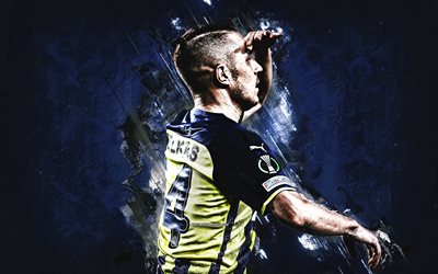 Dimitrios Pelkas, Fenerbahce, Greek football player, midfielder, blue stone background, football, Turkey