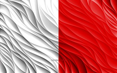 4k, バリの旗, 波状の 3d フラグ, イタリアの都市, バーリの旗, バリの日, 3d 波, ヨーロッパ, バリ