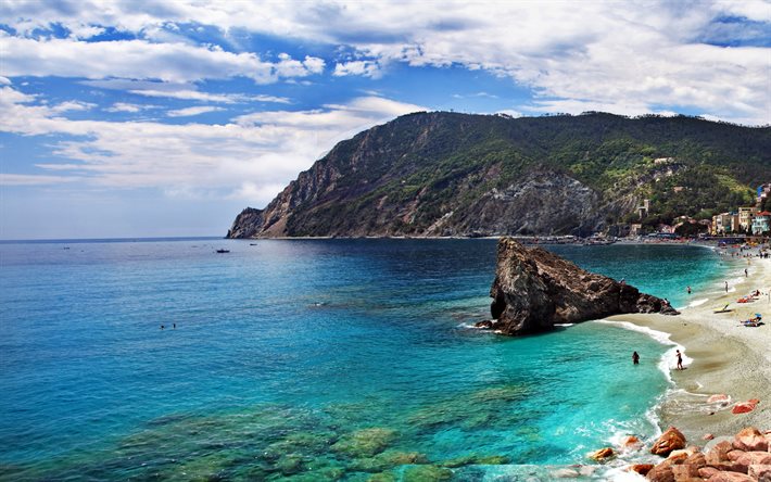 Liguria, costa, mar, playa, Italia