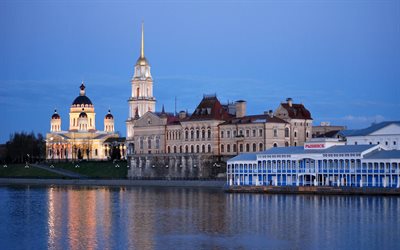 rybinsk, arkitektur, marina, staden, yaroslavl-regionen