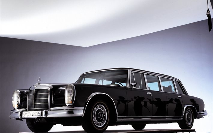 1964, pullman, limousine, 600, mercedes-benz, retro