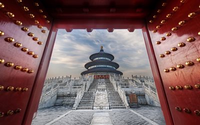 escadas, o templo do céu, porta, pequim, china