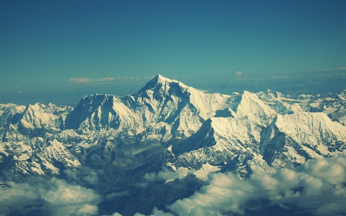 el monte everest, la montaña, la cordillera del himalaya, el himalaya, las montañas, la nieve, la parte superior