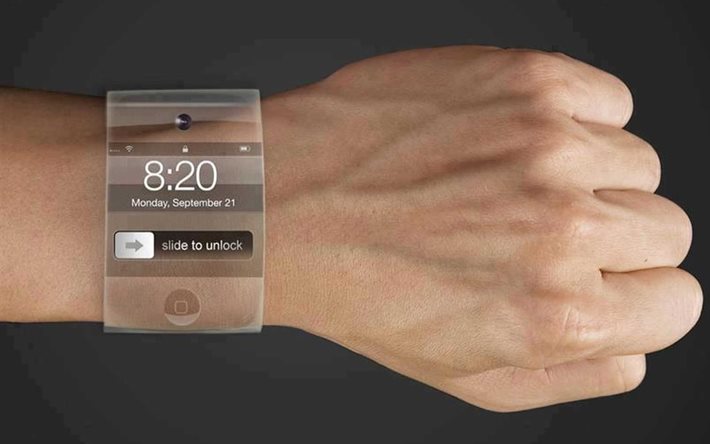 ver, de nuevo, de la mano, manzana, reloj, tecnología