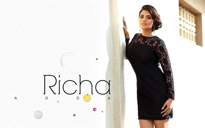 richa chadda, siyah elbise, aktris, bollywood, zengin chadda, ünlü