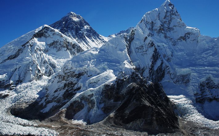 el himalaya, el everest, nepal, la nieve, el monte, las montañas, los glaciares