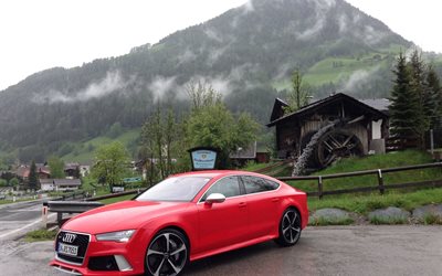 rs7, red, audi, lake, 2015, worthersee, austria