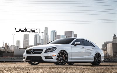 velgen wheels, atelier, drives, cls, vmb5, mercedes, 2015, white, tuning, sedan, the city, suite