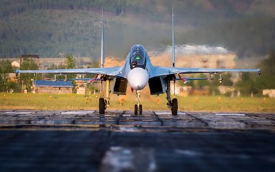 sukhoi, military aircraft, cу-30, fighter, the airfield