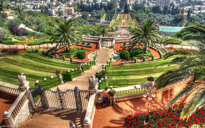 jardines de bahai en haifa, oriente medio