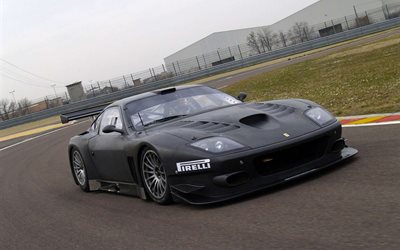 ferrari, 575, gtc, 2005, evolution, black, coupe, track