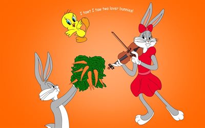 bugs bunny, lapin, dessin animé, looney tunes, caractère, titi