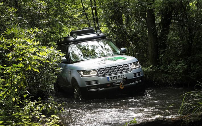 hybrid, range rover, forest, land rover, 2015, suv, water