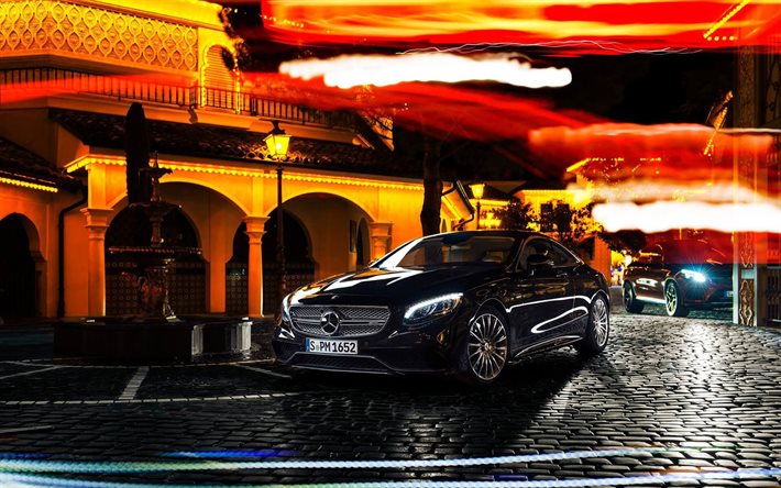 mercedes, amg, 2015, s65, the city, night